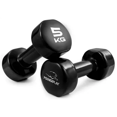 Гантель вінілова PowerPlay 4125 Achilles 2*5 кг. Чорна (2шт.) - 1 Гантель вінілова PowerPlay 4125 Achilles 2*5 кг. Чорна (2шт.) - 1 - Robinzon.ua