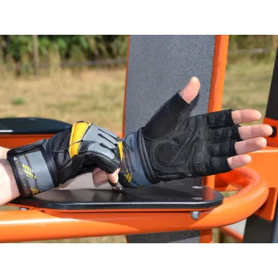 Рукавички для фітнесу та важкої атлетики MadMax MFG-880 Signature Black/Grey/Yellow L - 5 - Robinzon.ua