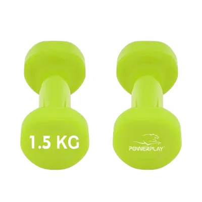 Гантелі вінілові PowerPlay  2 * 1,5 кг. PP_4103 Зелені (2шт. - пара) - 6 - Robinzon.ua