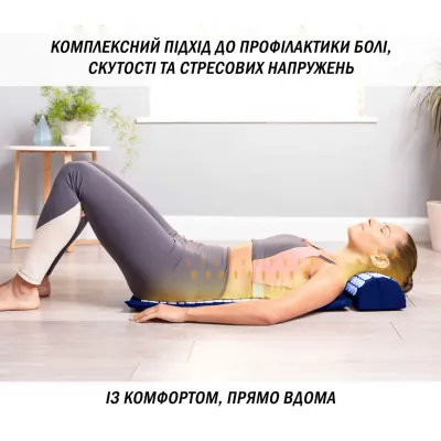Массажный коврик Easyfit с подушкой (аппликатор Кузнецова) Синий с белым - 3 - Robinzon.ua