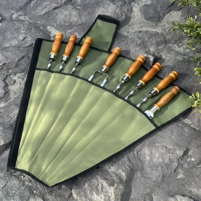 Набір шампурів Ліра 6/1/1 світла ручка в зеленому чохлі - 5 Набір шампурів Ліра 6/1/1 світла ручка в зеленому чохлі - 5 - Robinzon.ua