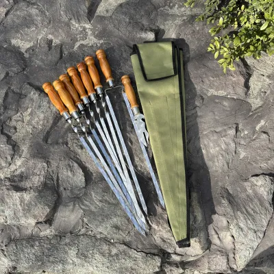 Набір шампурів Ліра 6/1/1 світла ручка в зеленому чохлі - 6 Набір шампурів Ліра 6/1/1 світла ручка в зеленому чохлі - 6 - Robinzon.ua