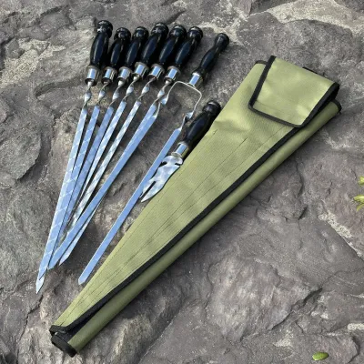 Набір шампурів Ліра 6/1/1 чорна ручка в зеленому чохлі - 6 - Robinzon.ua