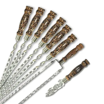 Набір шампурів Ліра 6/1/1 мармурова ручка в зеленому чохлі - 2 Набір шампурів Ліра 6/1/1 мармурова ручка в зеленому чохлі - 2 - Robinzon.ua