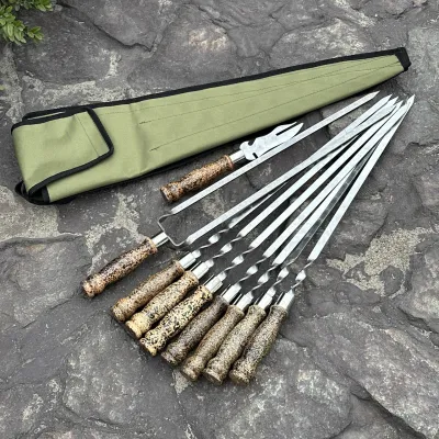 Набір шампурів Ліра 6/1/1 мармурова ручка в зеленому чохлі - 5 Набір шампурів Ліра 6/1/1 мармурова ручка в зеленому чохлі - 5 - Robinzon.ua