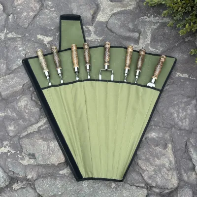 Набір шампурів Ліра 6/1/1 мармурова ручка в зеленому чохлі - 6 Набір шампурів Ліра 6/1/1 мармурова ручка в зеленому чохлі - 6 - Robinzon.ua