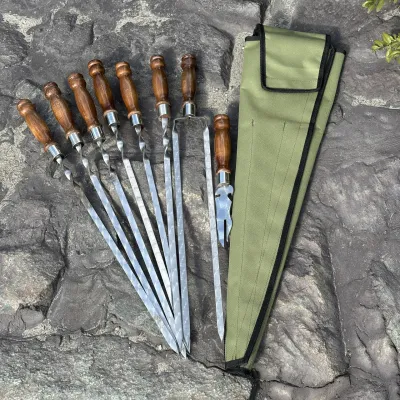 Набір шампурів Ліра 6/1/1 ретро ручка в зеленому чохлі - 4 Набір шампурів Ліра 6/1/1 ретро ручка в зеленому чохлі - 4 - Robinzon.ua