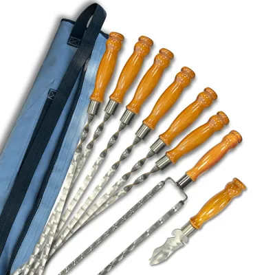 Набір шампурів Арго 6/1/1 світла ручка в сірому чохлі - 1 Набір шампурів Арго 6/1/1 світла ручка в сірому чохлі - 1 - Robinzon.ua