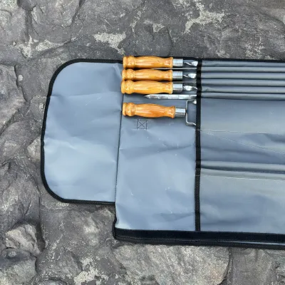 Набір шампурів Арго 6/1/1 світла ручка в сірому чохлі - 4 Набір шампурів Арго 6/1/1 світла ручка в сірому чохлі - 4 - Robinzon.ua