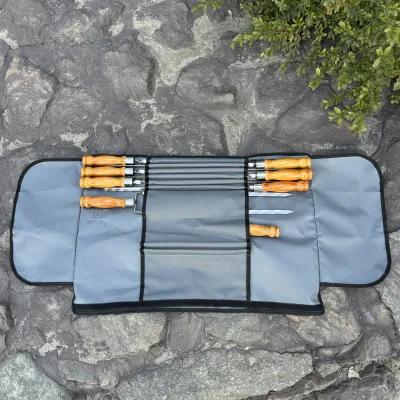 Набір шампурів Арго 6/1/1 світла ручка в сірому чохлі - 6 Набір шампурів Арго 6/1/1 світла ручка в сірому чохлі - 6 - Robinzon.ua