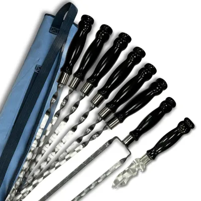 Набір шампурів Арго 6/1/1 чорна ручка в сірому чохлі - 1 Набір шампурів Арго 6/1/1 чорна ручка в сірому чохлі - 1 - Robinzon.ua