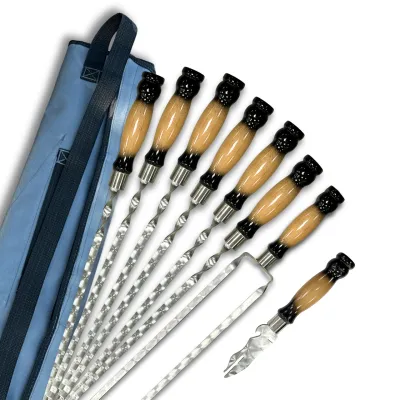 Набір шампурів Арго 6/1/1 двокольорова ручка в сірому чохлі - 1 Набір шампурів Арго 6/1/1 двокольорова ручка в сірому чохлі - 1 - Robinzon.ua