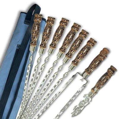 Набір шампурів Арго 6/1/1 мармурова ручка в сірому чохлі - 1 Набір шампурів Арго 6/1/1 мармурова ручка в сірому чохлі - 1 - Robinzon.ua