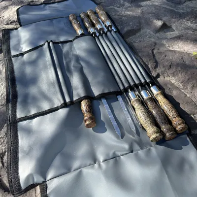 Набір шампурів Арго 6/1/1 мармурова ручка в сірому чохлі - 4 Набір шампурів Арго 6/1/1 мармурова ручка в сірому чохлі - 4 - Robinzon.ua