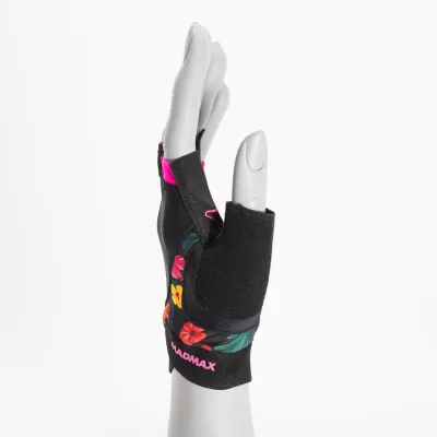 Перчатки для фитнеса MadMax MFG-770 Flower Power Gloves Black/Pink M - 3 - Robinzon.ua
