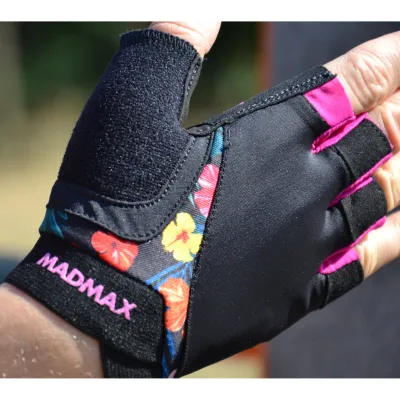 Перчатки для фитнеса MadMax MFG-770 Flower Power Gloves Black/Pink M - 4 - Robinzon.ua