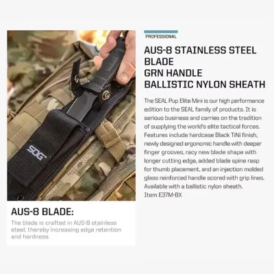 Ніж SOG SEAL Pup Elite Mini (SOG E37M-BX) - 7 Ніж SOG SEAL Pup Elite Mini (SOG E37M-BX) - 7 - Robinzon.ua