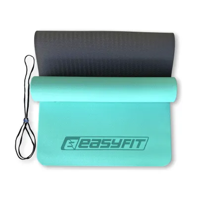 Коврик для йоги и фитнеса EasyFit TPE+TC 6 мм двухслойный мятный-черный - 1 Коврик для йоги и фитнеса EasyFit TPE+TC 6 мм двухслойный мятный-черный - 1 - Robinzon.ua