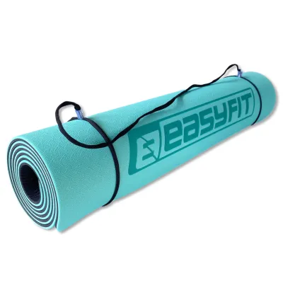Коврик для йоги и фитнеса EasyFit TPE+TC 6 мм двухслойный мятный-черный - 2 Коврик для йоги и фитнеса EasyFit TPE+TC 6 мм двухслойный мятный-черный - 2 - Robinzon.ua