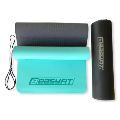 Коврик для йоги и фитнеса EasyFit TPE+TC 6 мм двухслойный + Чехол мятный-черный - 1 Коврик для йоги и фитнеса EasyFit TPE+TC 6 мм двухслойный + Чехол мятный-черный - 1 - Robinzon.ua