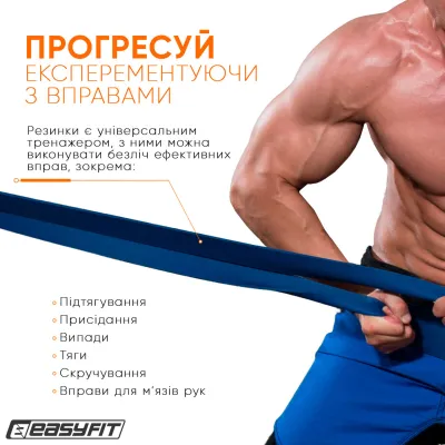 Резиновая петля EasyFit 50-110 кг Синяя - 2 - Robinzon.ua