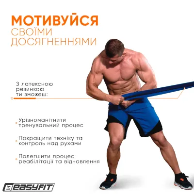 Резиновая петля EasyFit 50-110 кг Синяя - 3 - Robinzon.ua