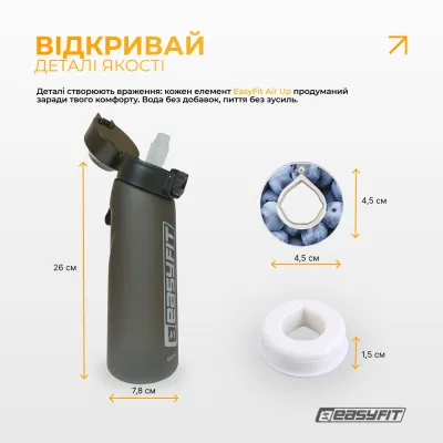 Спортивная бутылка для воды со вкусами EasyFit Air Up (7 ароматизированных капсул в комплекте), 650 мл - 3 - Robinzon.ua