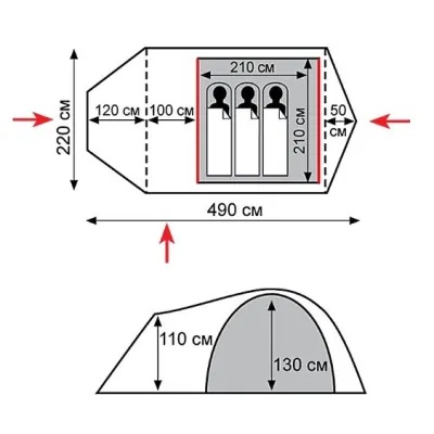 Намет Tramp Cave 3 (V2) - 2 - Robinzon.ua