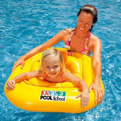Плотик надувний дитячий Intex Pool School зі спинкою 79см Жовтий (56587) - 2 - Robinzon.ua