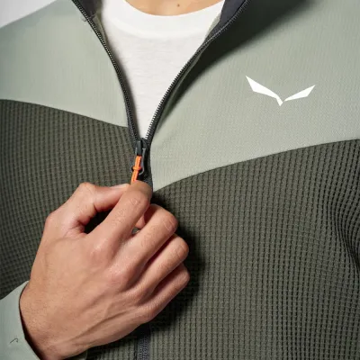 Флисовая кофта Salewa Puez Waffle HYB PL Mns 48/M оливковый/серый - 4 - Robinzon.ua