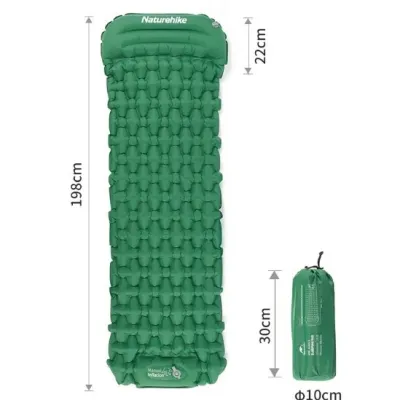 Надувной коврик с подушкой и насосом для надувания Naturehike синий CNK2300DZ0001 - 6 - Robinzon.ua