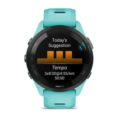 Смарт-годинник Garmin Forerunner 265 з чорним безелем, корпусом кольору аква та аква-чорним силіконовим ремінцем - 3 - Robinzon.ua