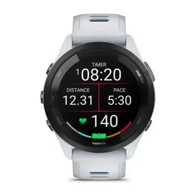 Смарт-годинник Garmin Forerunner 265 з чорним безелем, білим корпусом та біло-синім силіконовим ремінцем - 1 - Robinzon.ua