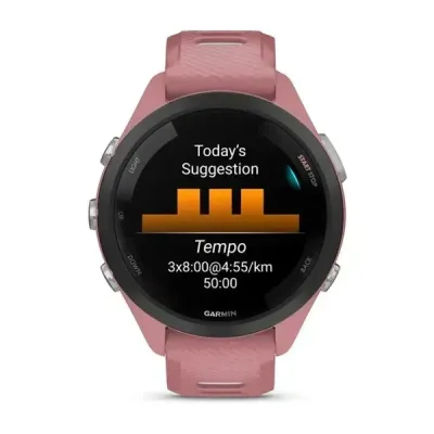 Смарт-годинник Garmin Forerunner 265s з чорним безелем, рожевим корпусом та рожево-сірим силіконовим ремінцем - 3 - Robinzon.ua