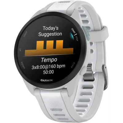 Смарт-годинник Garmin Forerunner 165 Music, силіконовий ремінець кольору туманно-сірий/білий камінь - 2 - Robinzon.ua