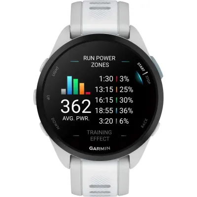 Смарт-годинник Garmin Forerunner 165 Music, силіконовий ремінець кольору туманно-сірий/білий камінь - 5 - Robinzon.ua