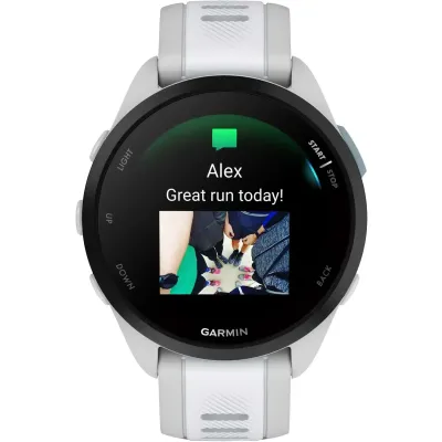 Смарт-годинник Garmin Forerunner 165 Music, силіконовий ремінець кольору туманно-сірий/білий камінь - 6 - Robinzon.ua