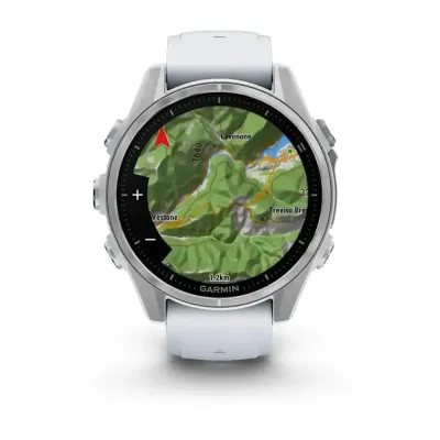 Смарт-годинник Garmin Fenix 8 – 43 мм, AMOLED, сріблястий із силіконовим ремінцем кольору білий камінь - 5 - Robinzon.ua
