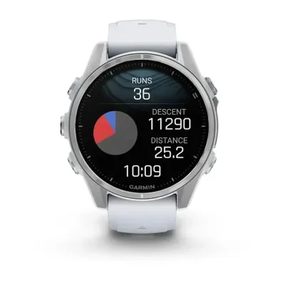 Смарт-годинник Garmin Fenix 8 – 43 мм, AMOLED, сріблястий із силіконовим ремінцем кольору білий камінь - 6 - Robinzon.ua