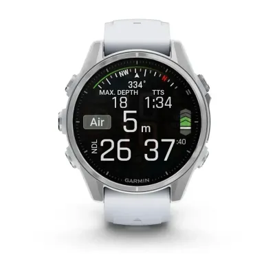 Смарт-годинник Garmin Fenix 8 – 43 мм, AMOLED, сріблястий із силіконовим ремінцем кольору білий камінь - 7 - Robinzon.ua
