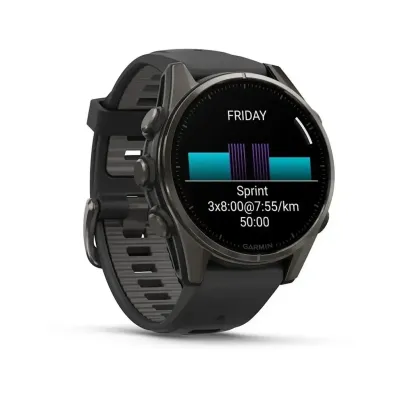 Смарт-годинник Garmin Fenix 8 – 43 мм, AMOLED Sapphire, титан з DLC-покриттям Carbon Gray та силіконовим ремінцем чорного/сірого кольору - 2 Смарт-годинник Garmin Fenix 8 – 43 мм, AMOLED Sapphire, титан з DLC-покриттям Carbon Gray та силіконовим ремінцем чорного/сірого кольору - 2 - Robinzon.ua