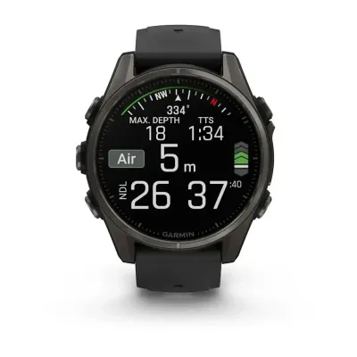 Смарт-годинник Garmin Fenix 8 – 43 мм, AMOLED Sapphire, титан з DLC-покриттям Carbon Gray та силіконовим ремінцем чорного/сірого кольору - 7 Смарт-годинник Garmin Fenix 8 – 43 мм, AMOLED Sapphire, титан з DLC-покриттям Carbon Gray та силіконовим ремінцем чорного/сірого кольору - 7 - Robinzon.ua