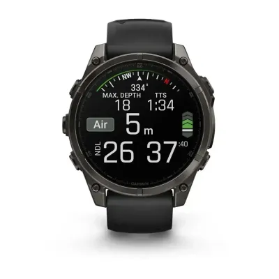 Смарт-годинник Garmin Fenix 8 – 47 мм, AMOLED Sapphire, титан з DLC-покриттям Carbon Gray та силіконовим ремінцем чорного/сірого кольору - 7 Смарт-годинник Garmin Fenix 8 – 47 мм, AMOLED Sapphire, титан з DLC-покриттям Carbon Gray та силіконовим ремінцем чорного/сірого кольору - 7 - Robinzon.ua