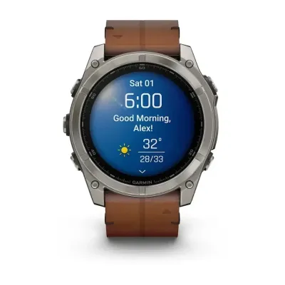 Смарт-годинник Garmin Fenix 8 – 51 мм, AMOLED Sapphire, титан з DLC-покриттям Carbon Gray та каштановим шкіряним ремінцем - 2 - Robinzon.ua