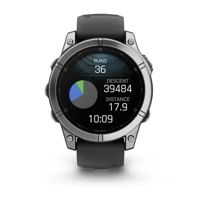 Смарт-годинник Garmin Fenix E – 47 мм, AMOLED, нержавіюча сталь з чорним силіконовим ремінцем - 1 - Robinzon.ua