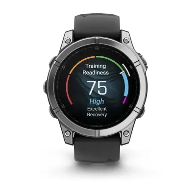 Смарт-годинник Garmin Fenix E – 47 мм, AMOLED, нержавіюча сталь з чорним силіконовим ремінцем - 2 - Robinzon.ua