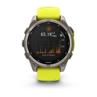 Смарт-часы Garmin Fenix 8 – 47 мм, Solar Sapphire, титан с ярко-желтым/графитовым силиконовым ремешком - 1 - Robinzon.ua