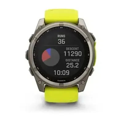 Смарт-часы Garmin Fenix 8 – 51 мм, Solar Sapphire, титан с ярко-желтым/графитовым силиконовым ремешком - 7 - Robinzon.ua