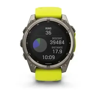 Смарт-часы Garmin Fenix 8 – 51 мм, Solar Sapphire, титан с ярко-желтым/графитовым силиконовым ремешком - 8 - Robinzon.ua
