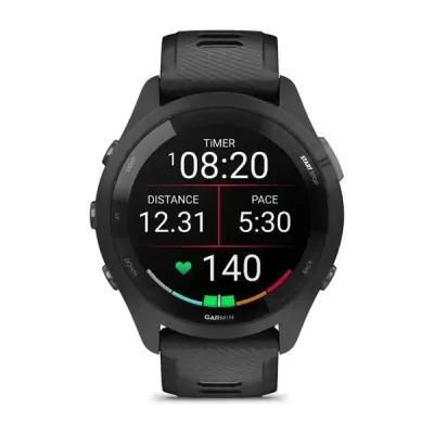 Смарт-годинник Garmin Forerunner 265 з чорними безелем і корпусом та чорно-сірим силіконовим ремінцем - 1 Смарт-годинник Garmin Forerunner 265 з чорними безелем і корпусом та чорно-сірим силіконовим ремінцем - 1 - Robinzon.ua
